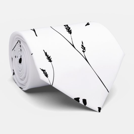 白と黒のフローラの花の天然植物学 ネクタイ (ロール)