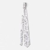 白と黒のフローラの花の天然植物学 ネクタイ (裏面)