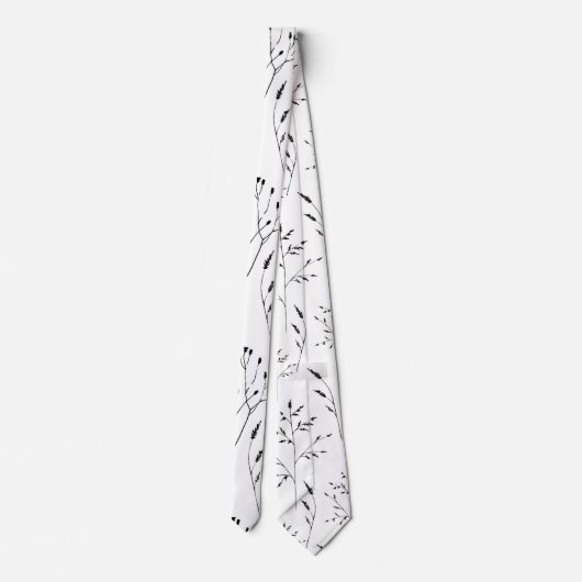 白と黒のフローラの花の天然植物学 ネクタイ (裏面)