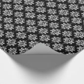 白と黒のフローラオーナメント幾何学的パターン ラッピングペーパー (角)