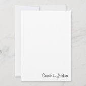 白と黒のフローラスク結婚ロール 招待状 (裏面)