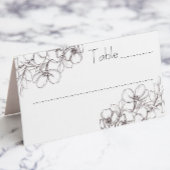 白と黒のフローララインアート折り畳み座席表 プレイスカード