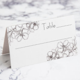 白と黒のフローララインアート折り畳み座席表 プレイスカード