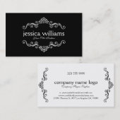 白と黒のフ飾レーム 名刺 (正面/裏面)