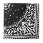 白と黒のペルシャじゅうたん模様タイル タイル (正面)