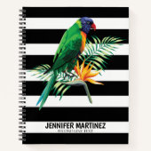 白と黒のペロッストライプト ノートブック (正面)