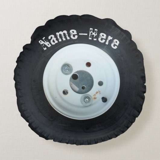 白と黒のホイール/タイパーソナライズされたヤ名ラウンド ラウンドクッション (正面)