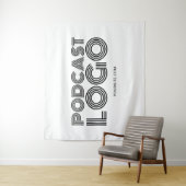 白と黒のポッドキャモダンストのロゴ タペストリー (インサイチュ)