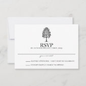 白と黒のポプラの結婚式 出欠カード (正面)
