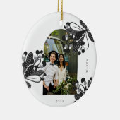 白と黒のミスタントカップルのクリスマス セラミックオーナメント (右)