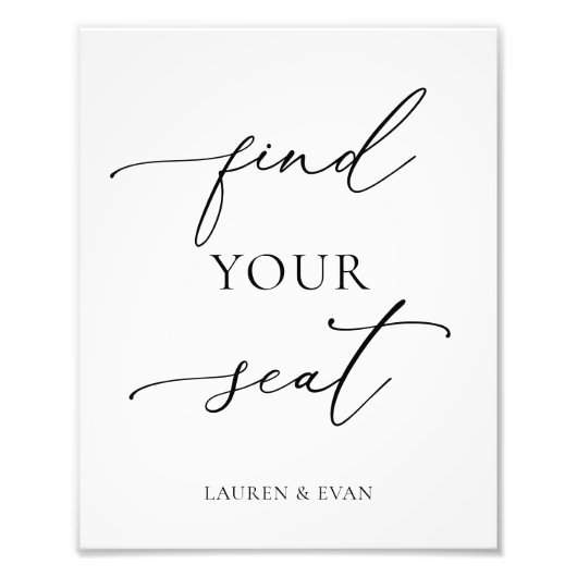 白と黒のミニマリストのサインを見つける フォトプリント (正面)