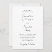 白と黒のミニマリストの書結婚道 招待状 (正面)