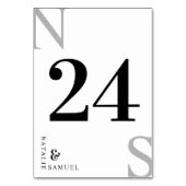 白と黒のミニマルでエレガントな大胆なイニシャル テーブルナンバー (正面)