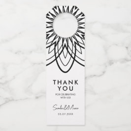 白と黒のミニマルな花ありがとう ボトルネックタグ