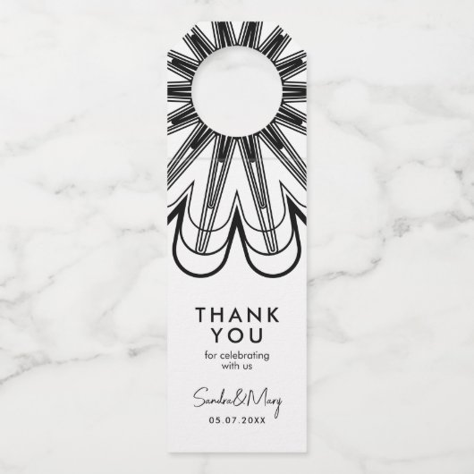 白と黒のミニマルな花ありがとう ボトルネックタグ (正面)
