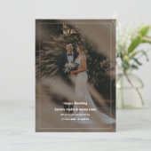 白と黒のミニマルウェディング 招待状 (スタンド正面)