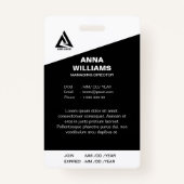 白と黒のミニマルモダンリストの従業員名ID バッジ (裏面)