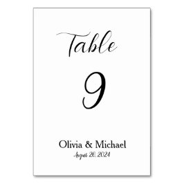 白と黒のミニマル結婚リストのテーブル番号 テーブルナンバー