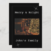 白と黒のメリークリスマス1枚の写真 シーズンカード (正面/裏面)