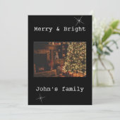 白と黒のメリークリスマス1枚の写真 シーズンカード (スタンド正面)