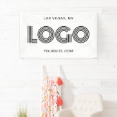 白と黒のモダンな大型長方形ロゴ 横断幕 (インサイチュ)