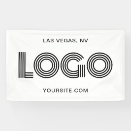 白と黒のモダンな大型長方形ロゴ 横断幕