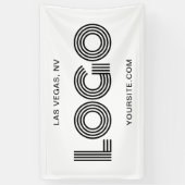 白と黒のモダンな大型長方形ロゴ 横断幕 (縦)