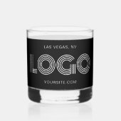 白と黒のモダンミニマルロゴプロモ ウイスキーグラス (正面)