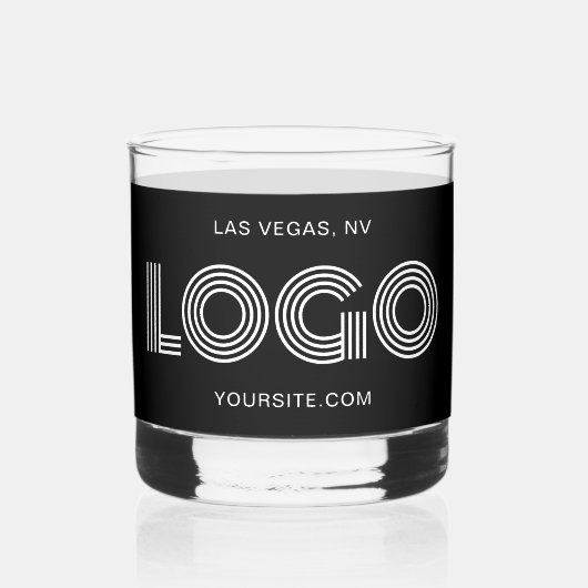 白と黒のモダンミニマルロゴプロモ ウイスキーグラス (正面)