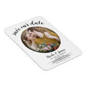 白と黒のモダン丸い写真日付を保存 マグネット (右側)