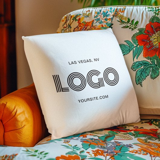 白と黒のモダン矩形ロゴ クッション