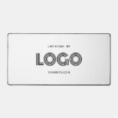 白と黒のモダン矩形ロゴ デスクマット (正面)