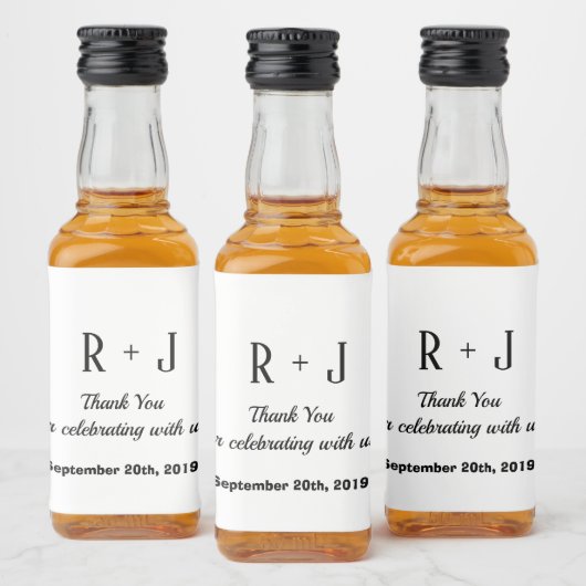 白と黒のモノグラムありがとうござ結婚う リキュールボトルラベル (ボトル)