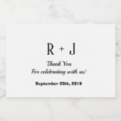 白と黒のモノグラムありがとうござ結婚う リキュールボトルラベル (シングルラベル)