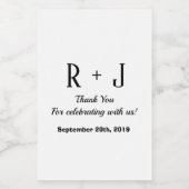 白と黒のモノグラムありがとう結婚's Mini ワインラベル (シングルラベル)