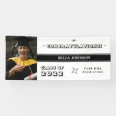 白と黒のモノグラムおめでとう 横断幕 (横)