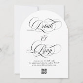 白と黒のモノグラム結婚すべて 招待状 (裏面)