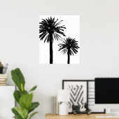 白と黒のヤシの木のシルエットウォールポスター ポスター (ホームオフィス)