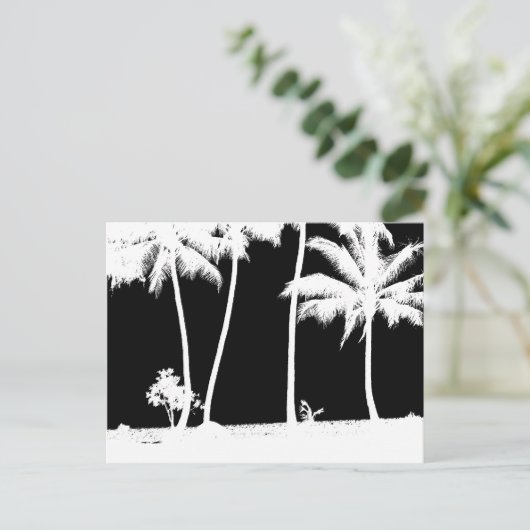 白と黒のヤシの木 ポストカード (スタンド正面)