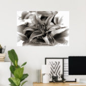 白と黒のユリ ポスター (ホームオフィス)