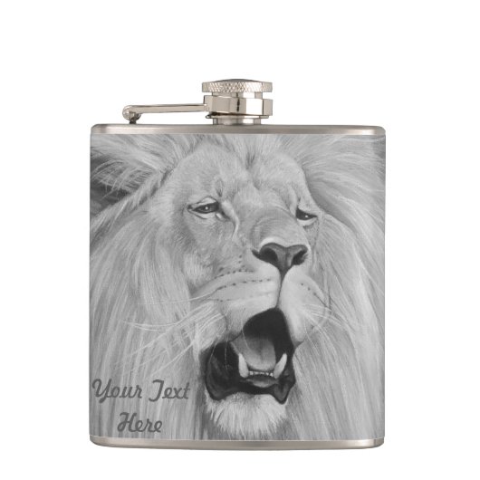 白と黒のライオンが鳴く大きな猫野生動物 フラスク (正面)