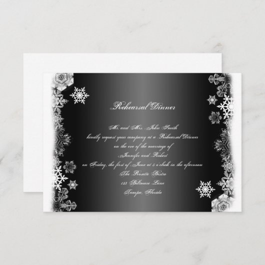 白と黒のリハー結婚サルディナー 招待状 (正面/裏面)