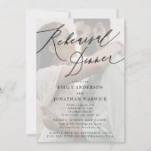 白と黒のリハ結婚ーサルの夕食写真 招待状 (正面)