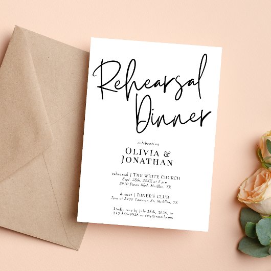 白と黒のリハ結婚ーサルディナー 招待状