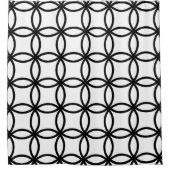 白と黒のリングや輪 シャワーカーテン (正面)