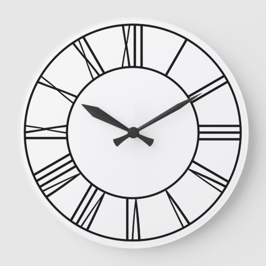 白と黒のリングや輪 ラージ壁時計 (正面)