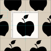 白と黒のリンゴ ファブリック (タイル)