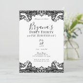 白と黒のレースがおしゃれなダーティー30  30歳の誕生日    招待状 (スタンド正面)