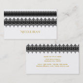 白と黒のレースが上品なウェディングスタイル 名刺 (正面/裏面)