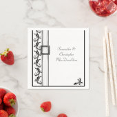 白と黒のレース伝統的結婚の スタンダードカクテルナプキン (インサイチュ)